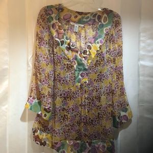 Diane Von Furstenberg DVF Top Tunic Blouse Claude